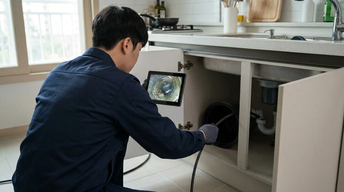 원주 명륜2동 배관 내시경 검사, 반복되는 물 고임에 배관 내시경과 영상 확인 장비가 필요한 이유 대표 이미지